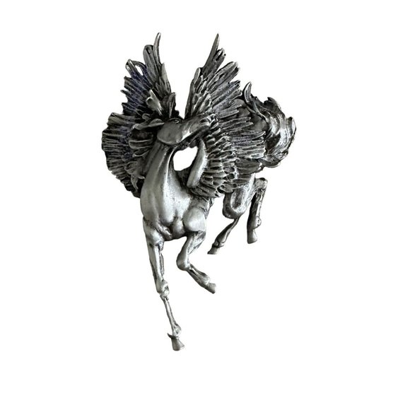 JJ Jewelry Vintage Jj Winged Pegasus Pewter Purple Glitter Costume